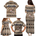 Aussie Echidna Family Matching Puletasi and Hawaiian Shirt Merry Christmas