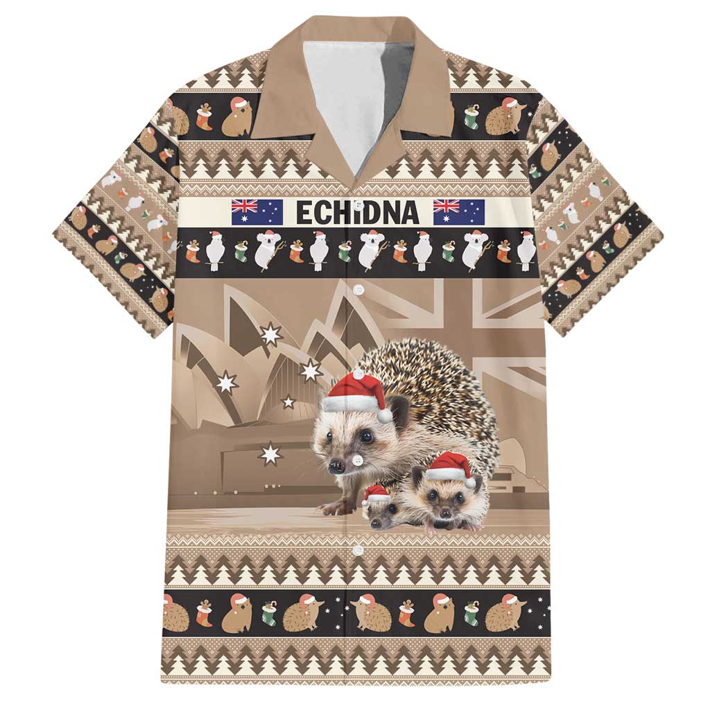 Aussie Echidna Family Matching Puletasi and Hawaiian Shirt Merry Christmas