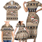 Aussie Echidna Family Matching Short Sleeve Bodycon Dress and Hawaiian Shirt Merry Christmas