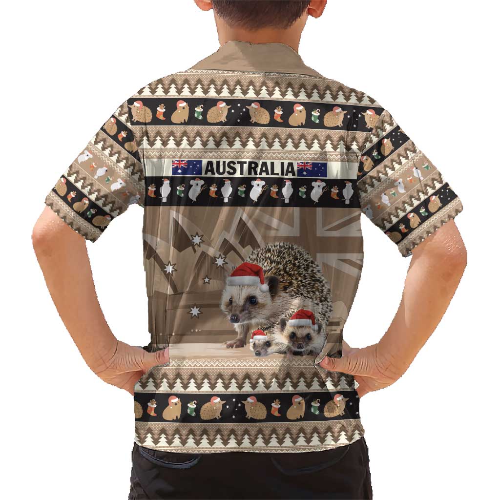 Aussie Echidna Family Matching Short Sleeve Bodycon Dress and Hawaiian Shirt Merry Christmas