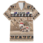Aussie Echidna Family Matching Short Sleeve Bodycon Dress and Hawaiian Shirt Merry Christmas