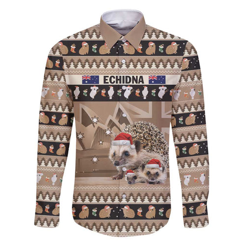 Aussie Echidna Family Matching Short Sleeve Bodycon Dress and Hawaiian Shirt Merry Christmas