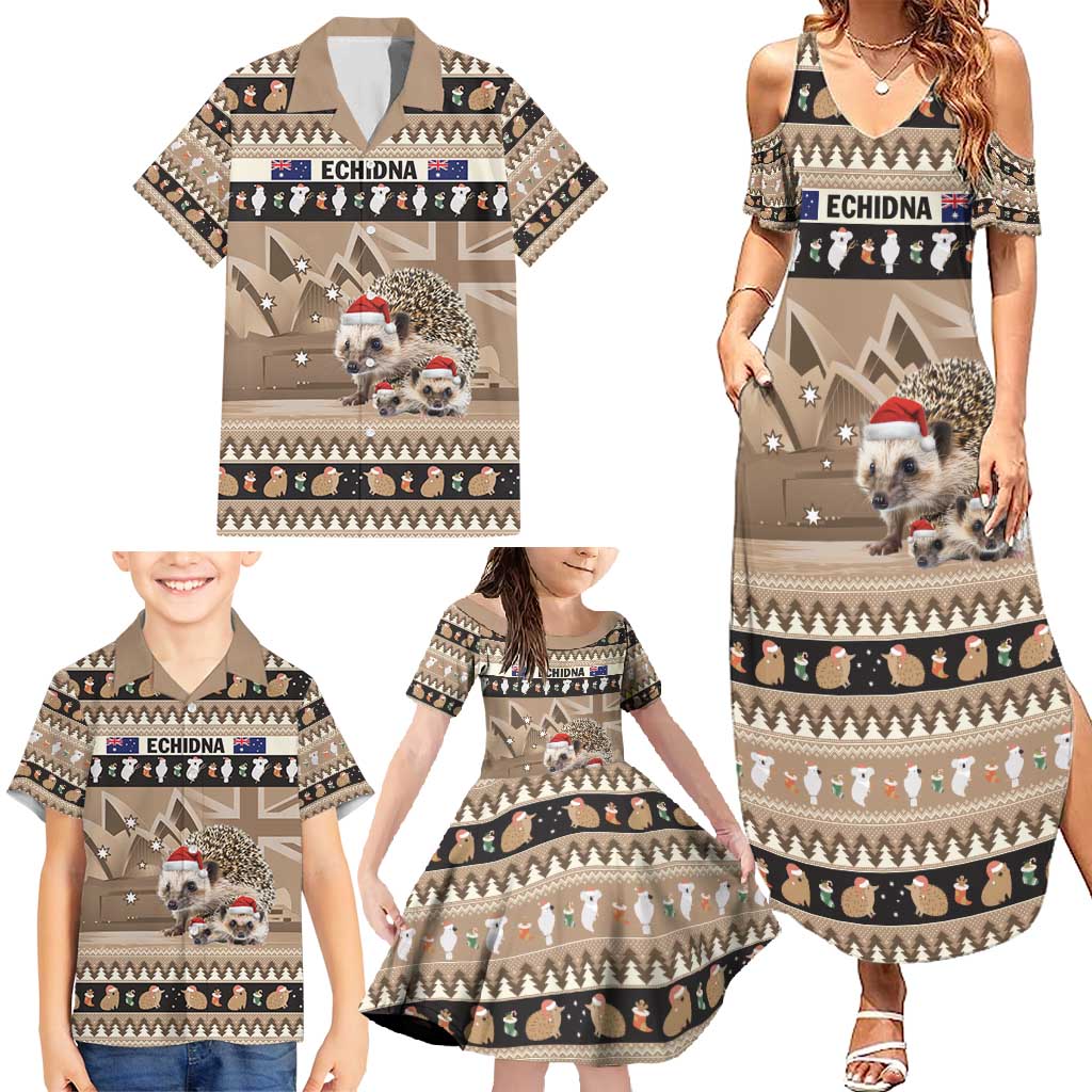 Aussie Echidna Family Matching Summer Maxi Dress and Hawaiian Shirt Merry Christmas