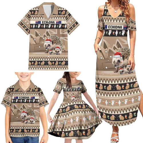 Aussie Echidna Family Matching Summer Maxi Dress and Hawaiian Shirt Merry Christmas
