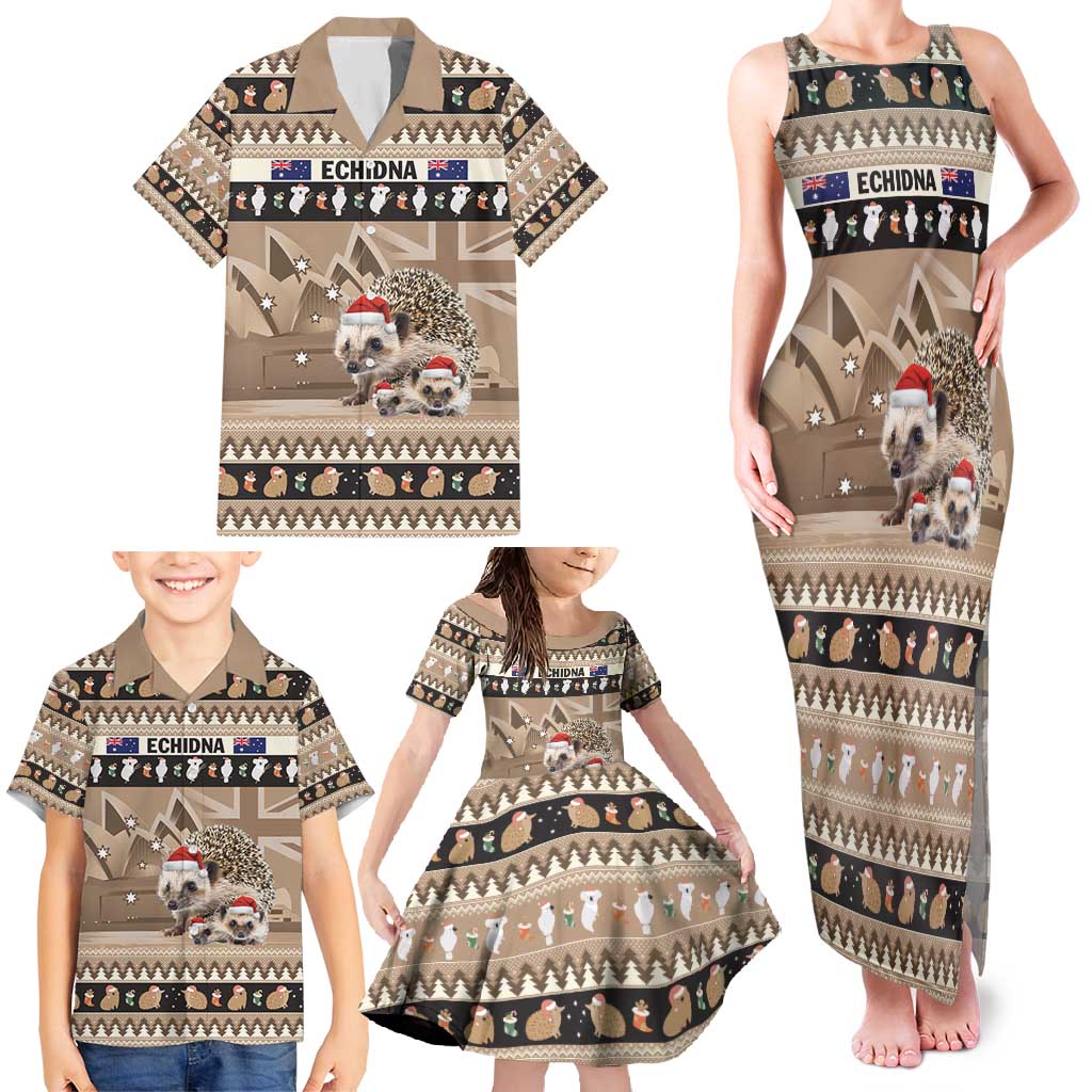 Aussie Echidna Family Matching Tank Maxi Dress and Hawaiian Shirt Merry Christmas