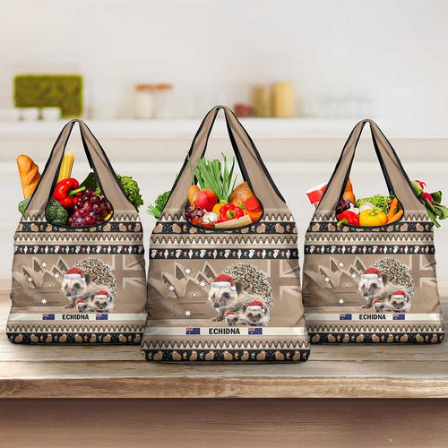 Aussie Echidna Grocery Bag Merry Christmas