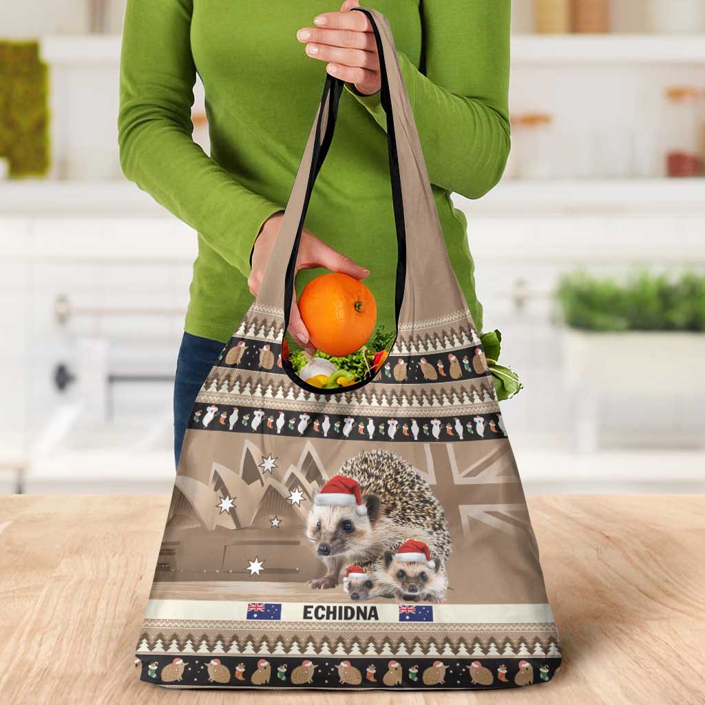 Aussie Echidna Grocery Bag Merry Christmas