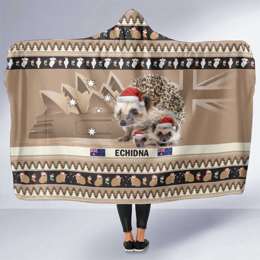 Aussie Echidna Hooded Blanket Merry Christmas