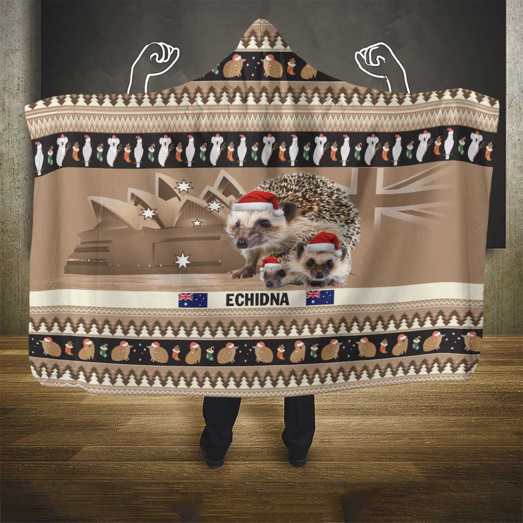 Aussie Echidna Hooded Blanket Merry Christmas