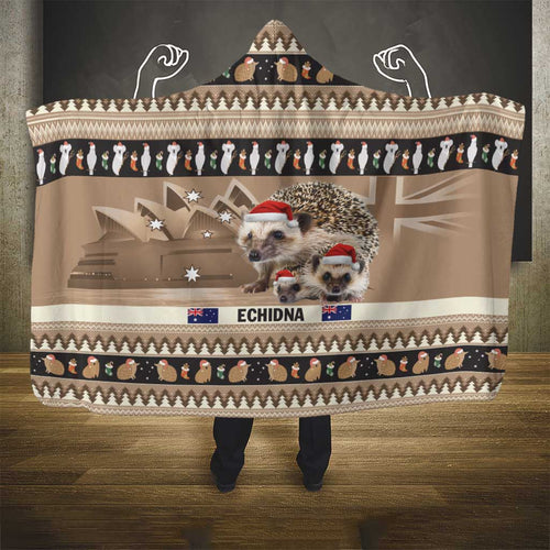 Aussie Echidna Hooded Blanket Merry Christmas