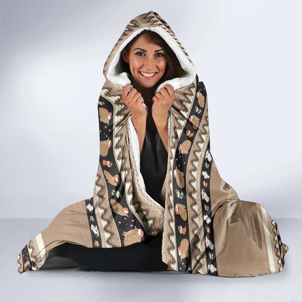 Aussie Echidna Hooded Blanket Merry Christmas