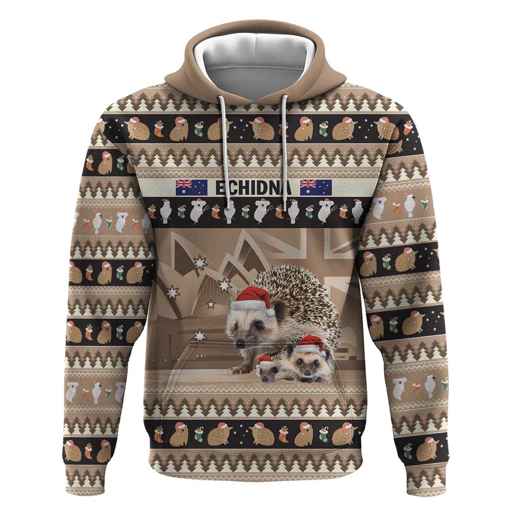 Aussie Echidna Hoodie Merry Christmas