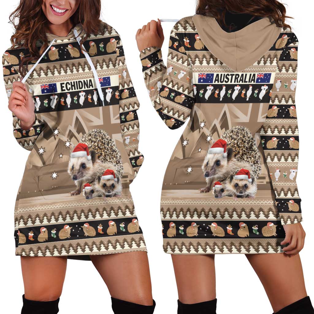 Aussie Echidna Hoodie Dress Merry Christmas