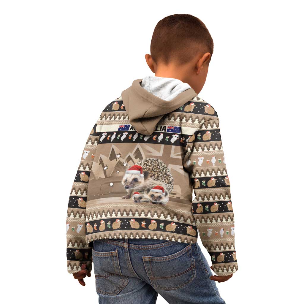Aussie Echidna Kid Hoodie Merry Christmas