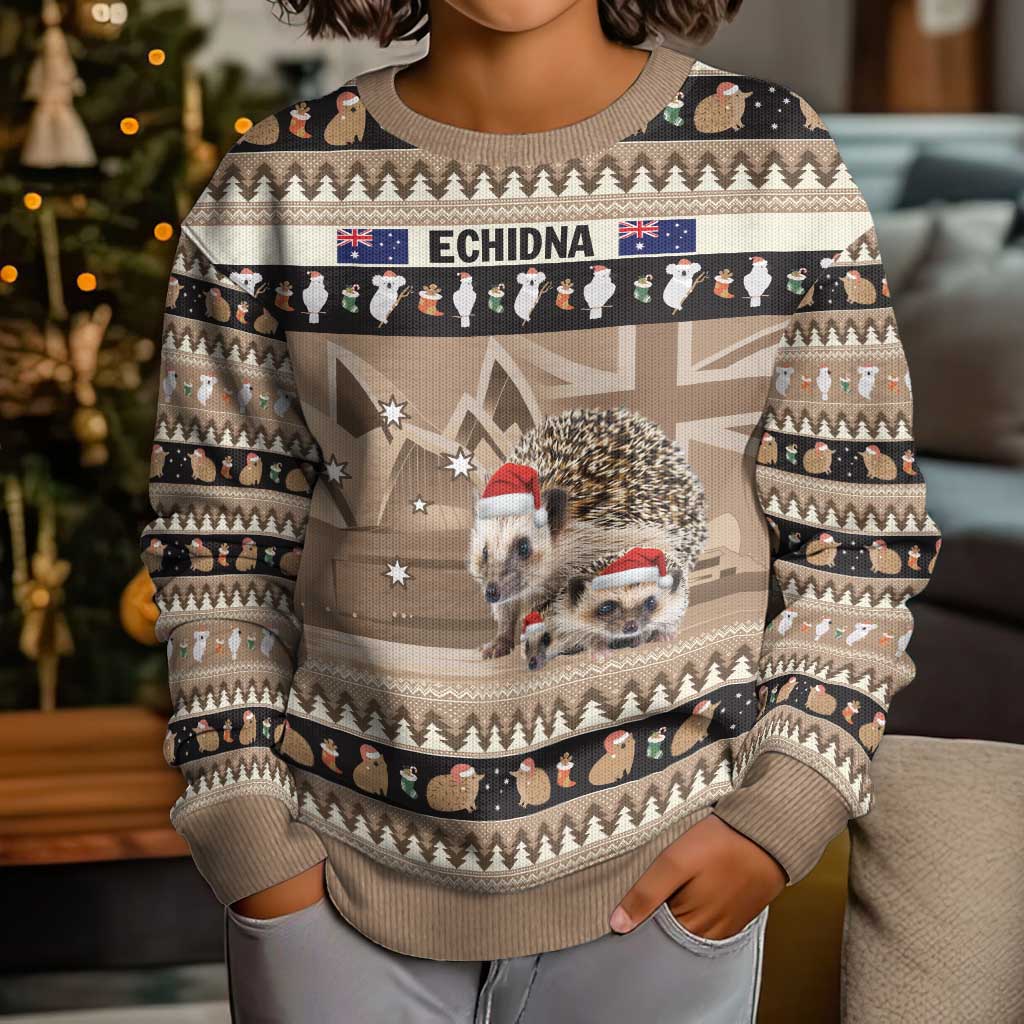 Aussie Echidna Kid Ugly Christmas Sweater Merry Christmas