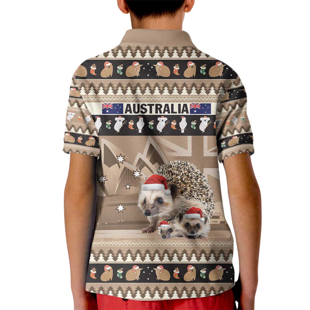 Aussie Echidna Kid Polo Shirt Merry Christmas