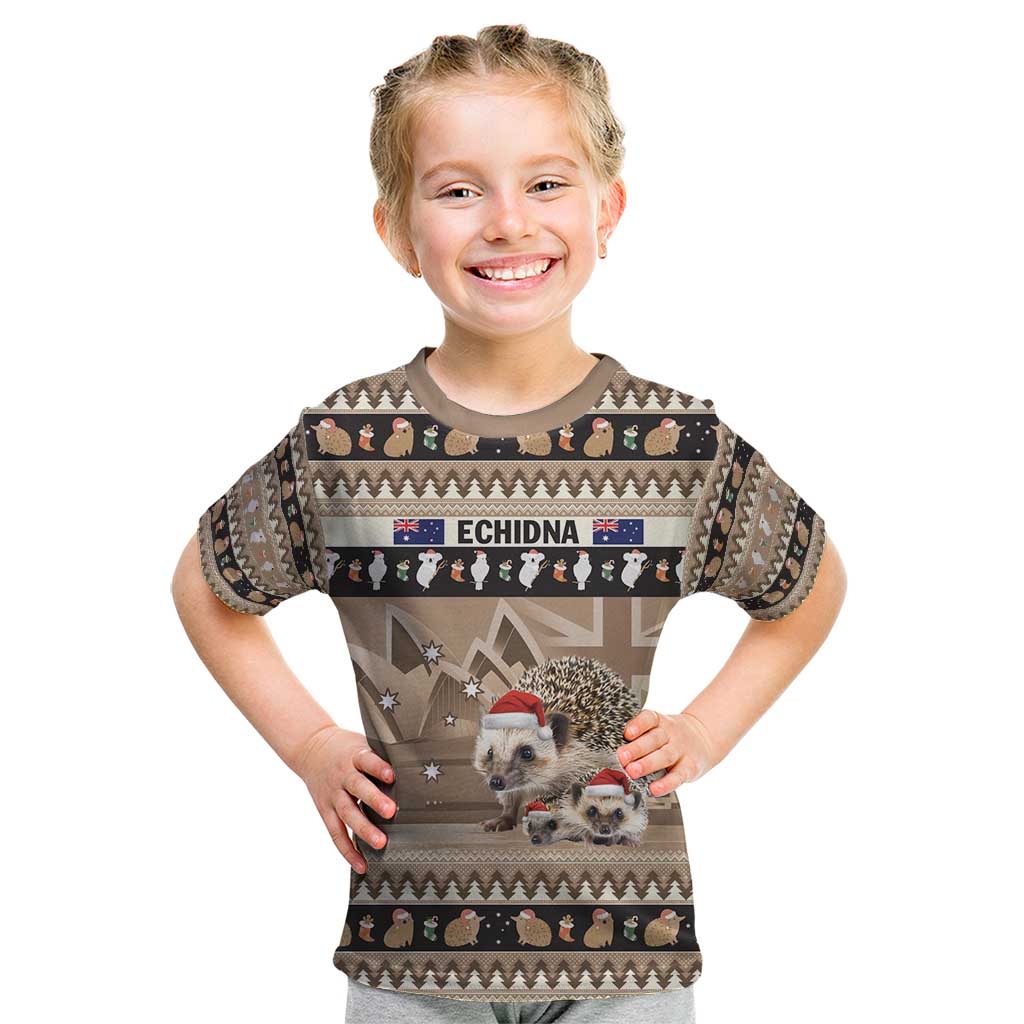 Aussie Echidna Kid T Shirt Merry Christmas