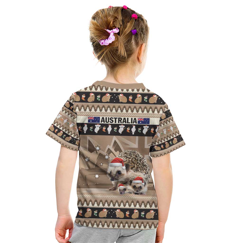 Aussie Echidna Kid T Shirt Merry Christmas