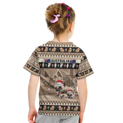 Aussie Echidna Kid T Shirt Merry Christmas