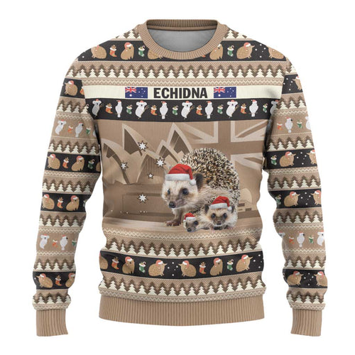 Aussie Echidna Ugly Christmas Sweater Merry Christmas
