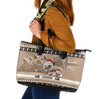 Aussie Echidna Leather Tote Bag Merry Christmas