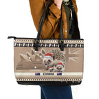 Aussie Echidna Leather Tote Bag Merry Christmas