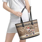 Aussie Echidna Leather Tote Bag Merry Christmas