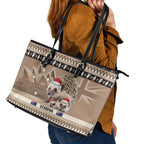 Aussie Echidna Leather Tote Bag Merry Christmas