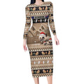 Aussie Echidna Long Sleeve Bodycon Dress Merry Christmas