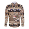 Aussie Echidna Long Sleeve Button Shirt Merry Christmas