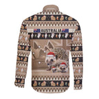 Aussie Echidna Long Sleeve Button Shirt Merry Christmas
