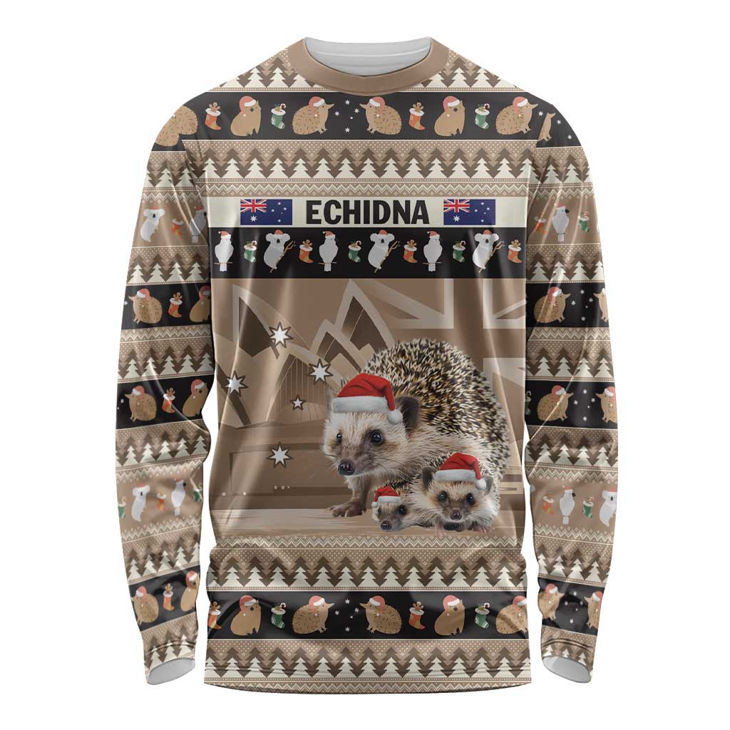 Aussie Echidna Long Sleeve Shirt Merry Christmas