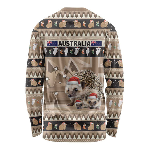 Aussie Echidna Long Sleeve Shirt Merry Christmas