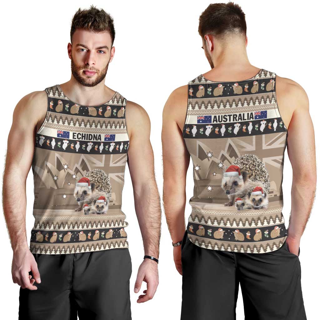 Aussie Echidna Men Tank Top Merry Christmas