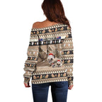 Aussie Echidna Off Shoulder Sweater Merry Christmas