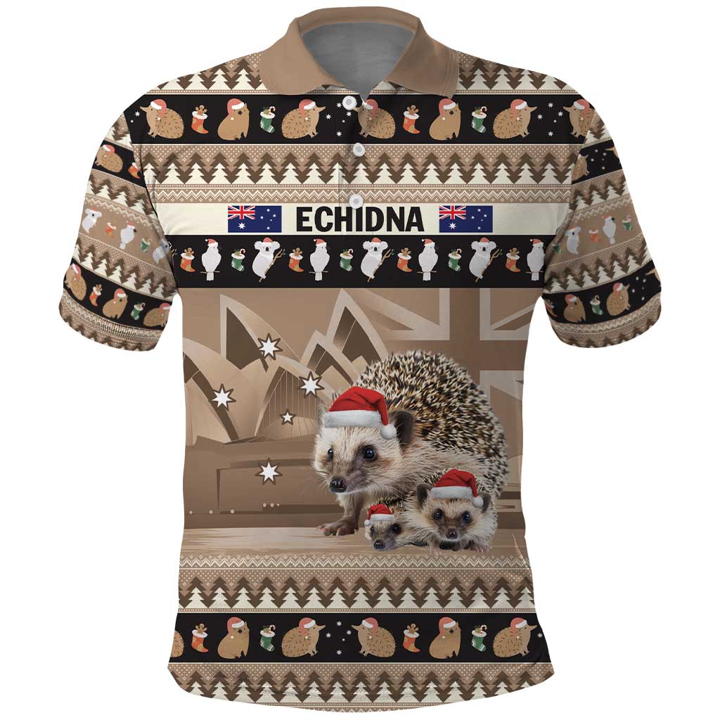 Aussie Echidna Polo Shirt Merry Christmas