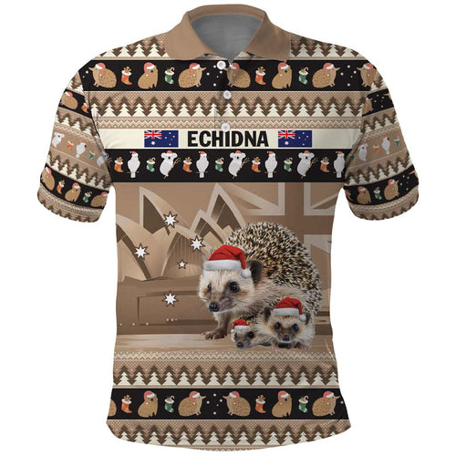 Aussie Echidna Polo Shirt Merry Christmas