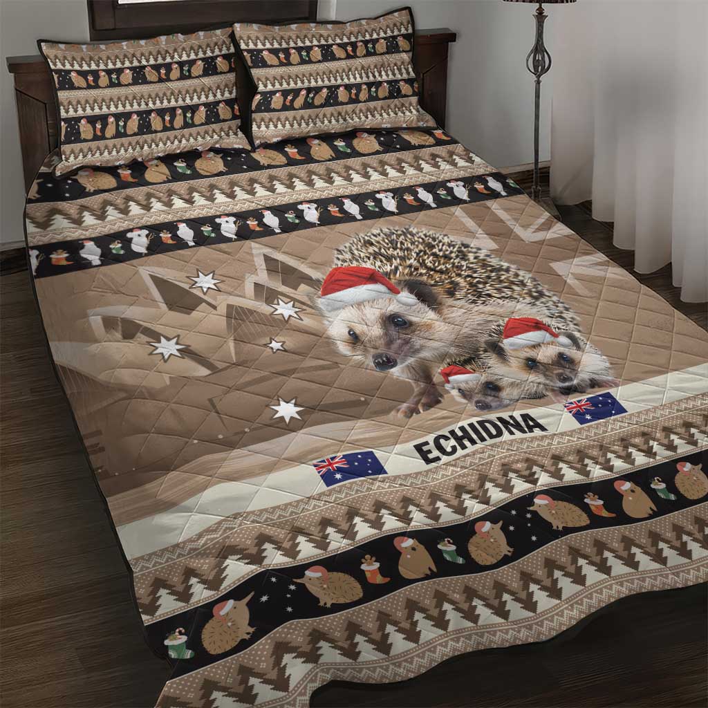Aussie Echidna Quilt Bed Set Merry Christmas