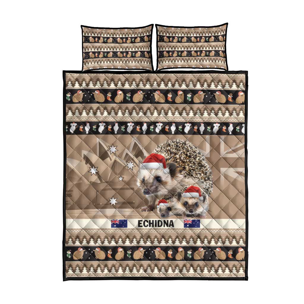 Aussie Echidna Quilt Bed Set Merry Christmas
