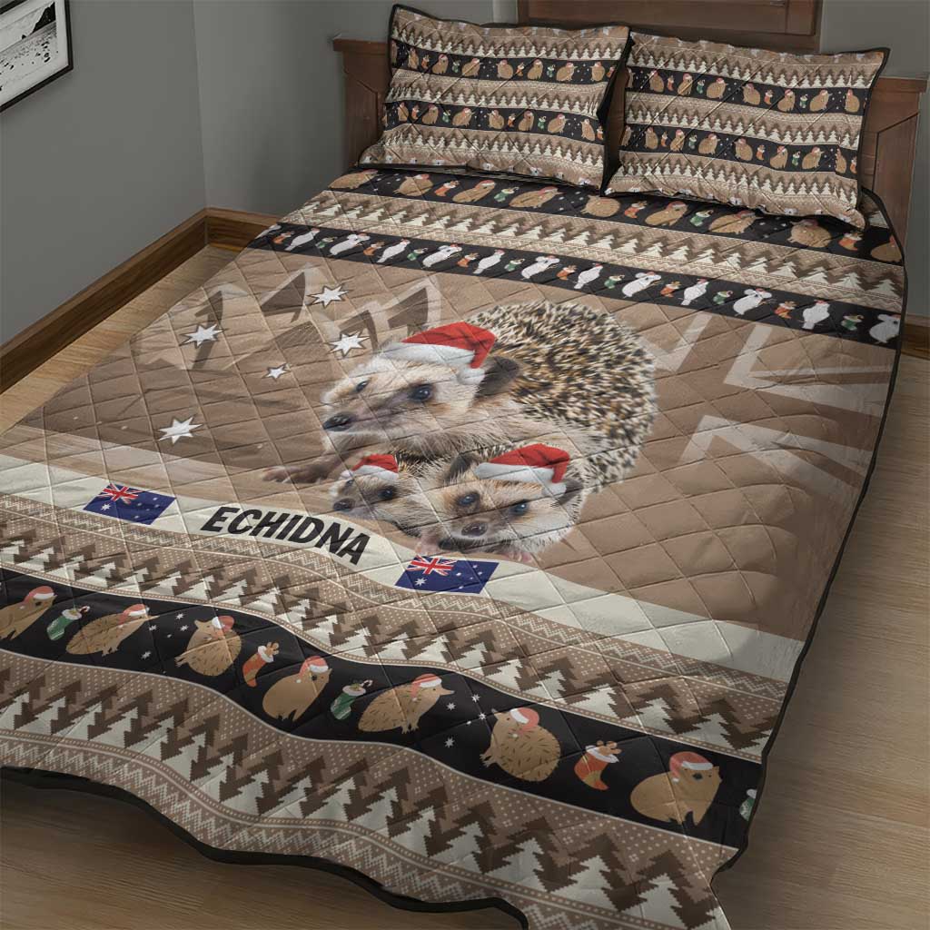 Aussie Echidna Quilt Bed Set Merry Christmas