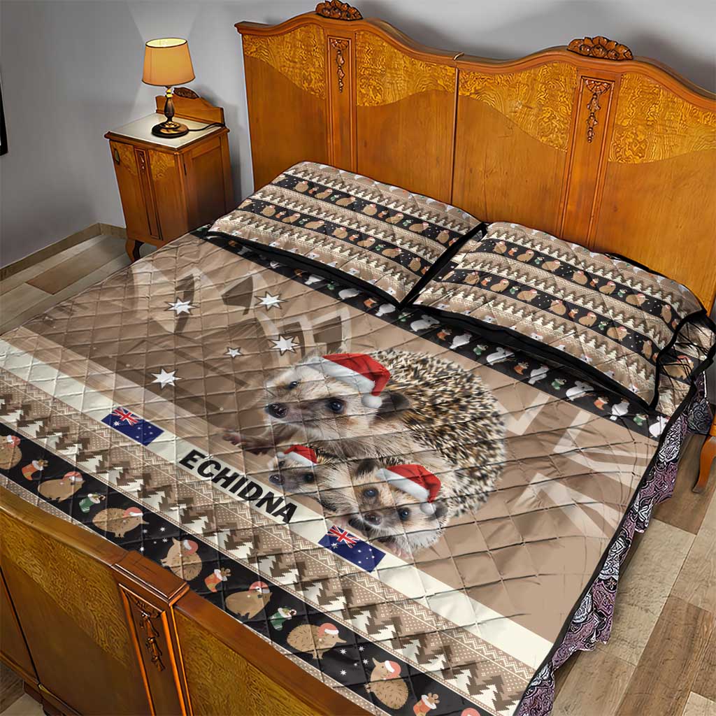 Aussie Echidna Quilt Bed Set Merry Christmas