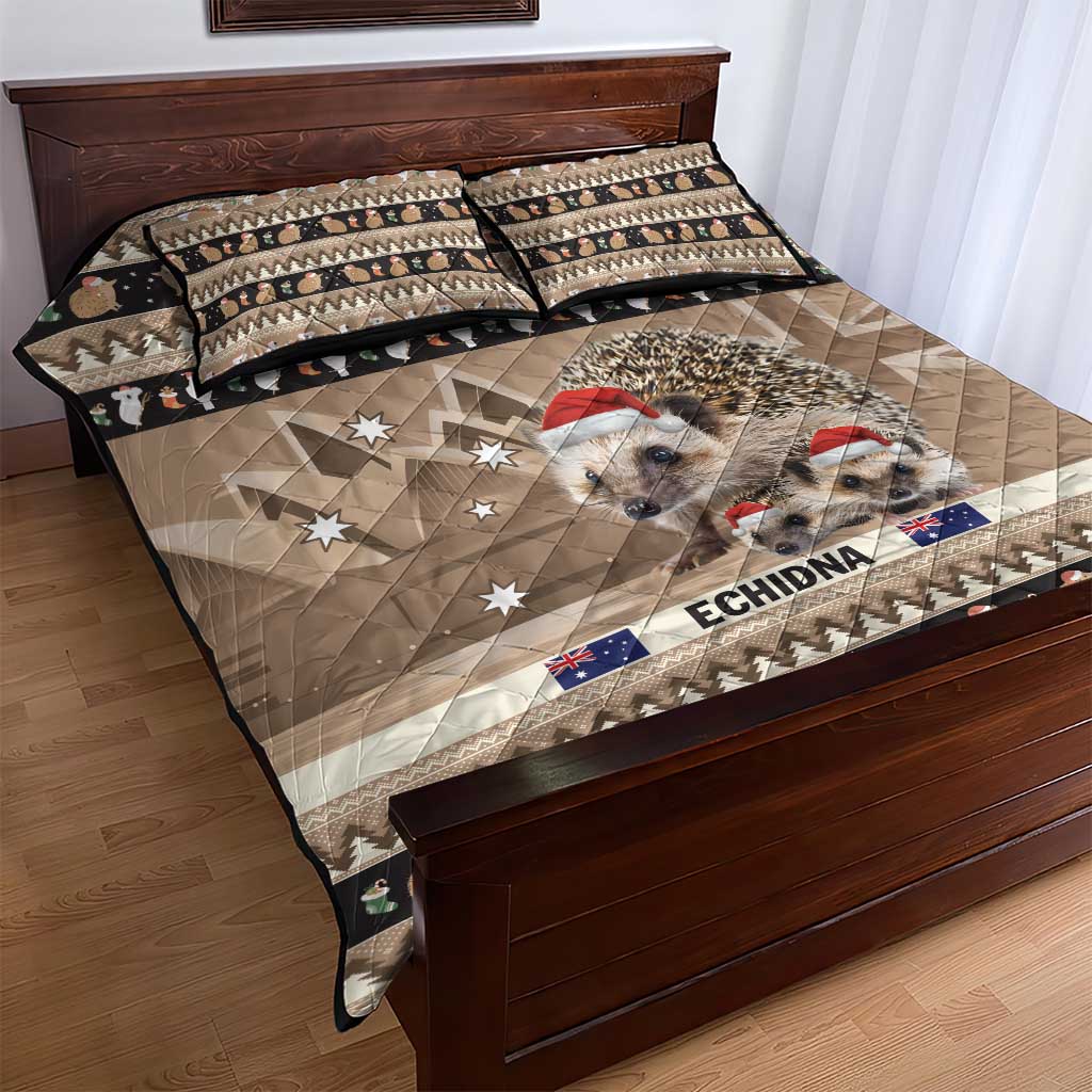 Aussie Echidna Quilt Bed Set Merry Christmas