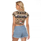 Aussie Echidna Raglan Cropped T Shirt Merry Christmas