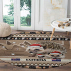 Aussie Echidna Round Carpet Merry Christmas