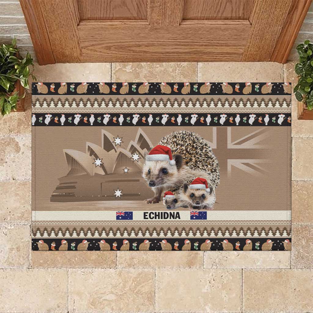 Aussie Echidna Rubber Doormat Merry Christmas