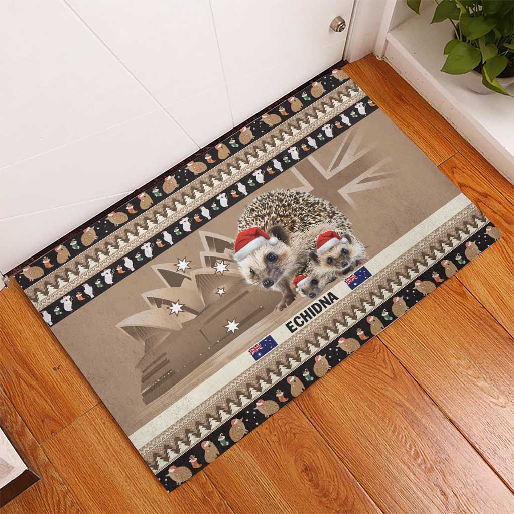 Aussie Echidna Rubber Doormat Merry Christmas