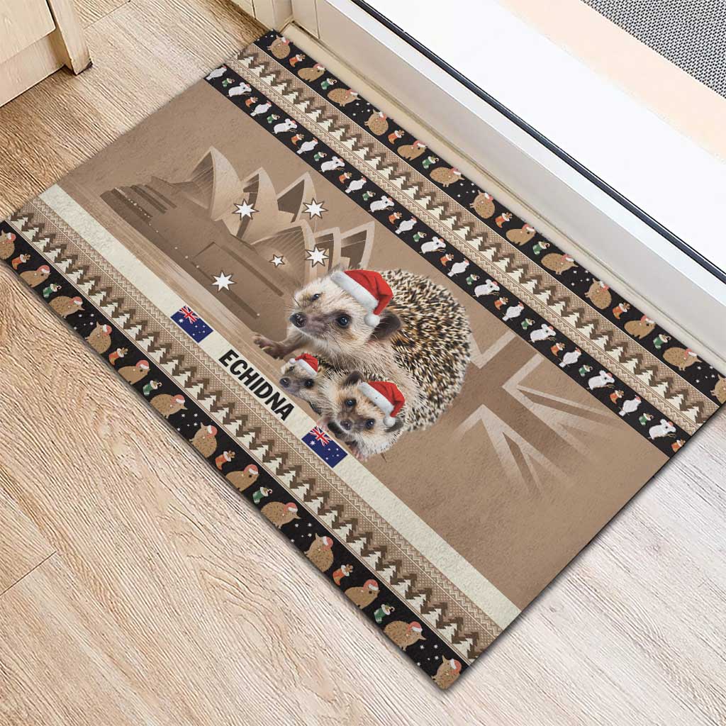 Aussie Echidna Rubber Doormat Merry Christmas
