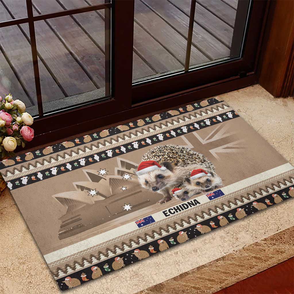 Aussie Echidna Rubber Doormat Merry Christmas