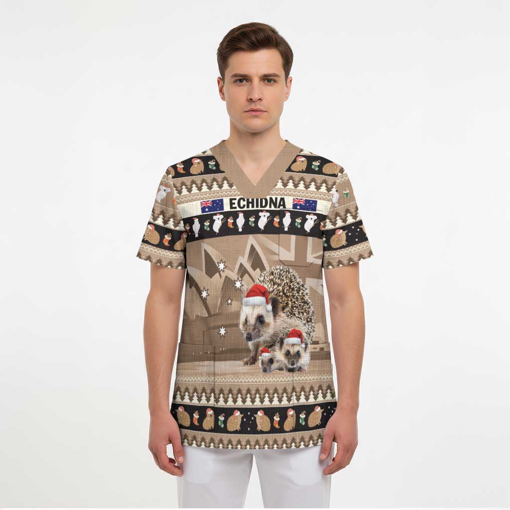 Aussie Echidna Scrub Top Merry Christmas - Aussie Hoodie
