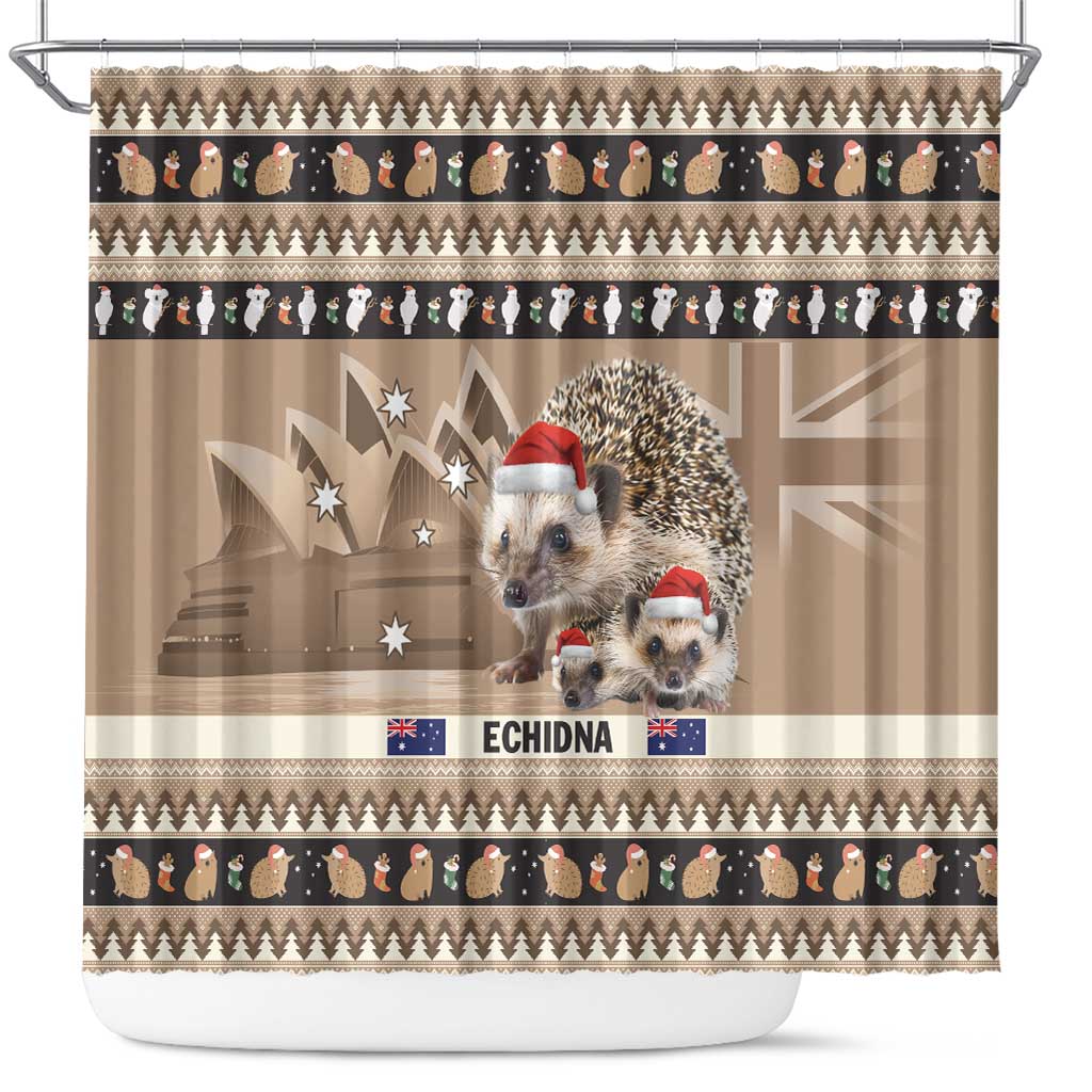 Aussie Echidna Shower Curtain Merry Christmas